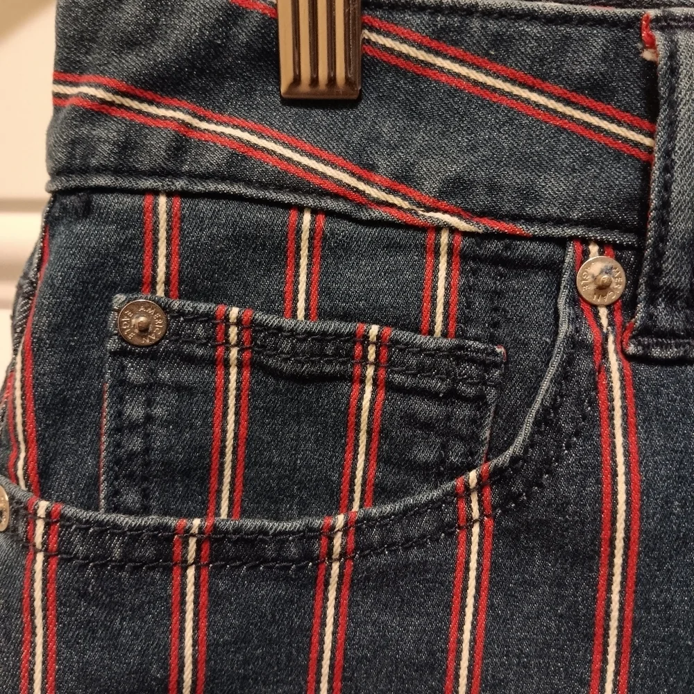 American Eagle| Hi-Rise Mini Stretchy Sz. 12 Y2K Beach Coastal Red White & Blue